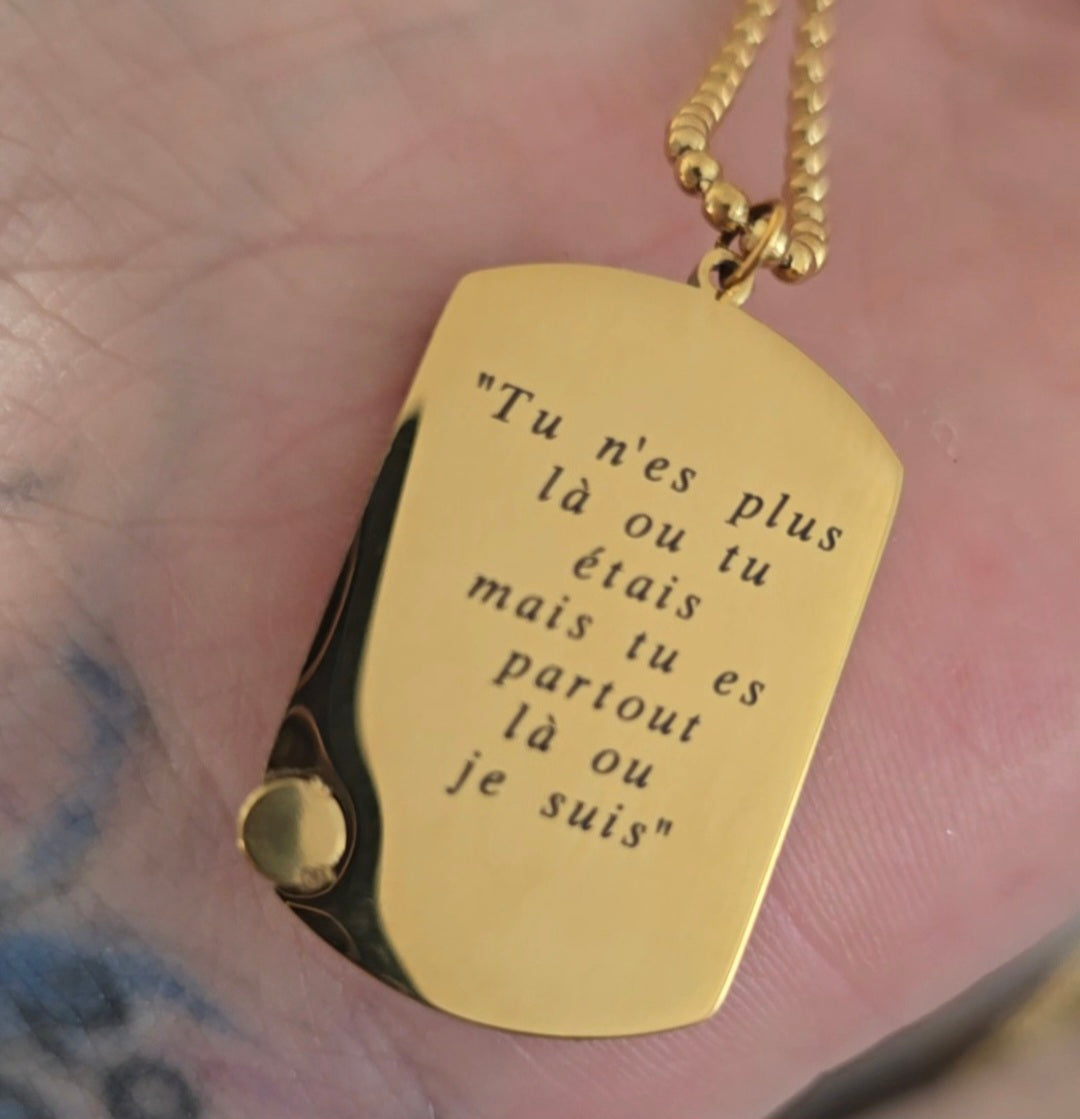 Collier a gravé avec photos texte , prénom , ou initiale.
