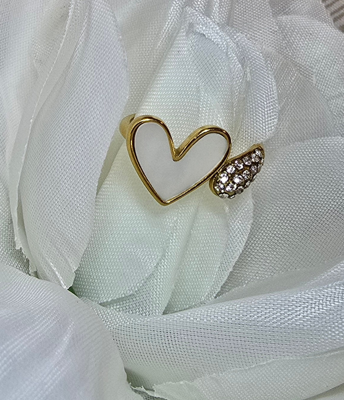 Bague coeur strass
