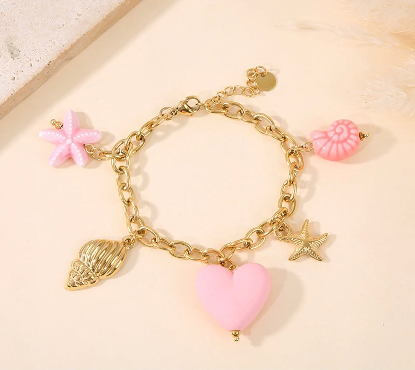 Parure cœur rose